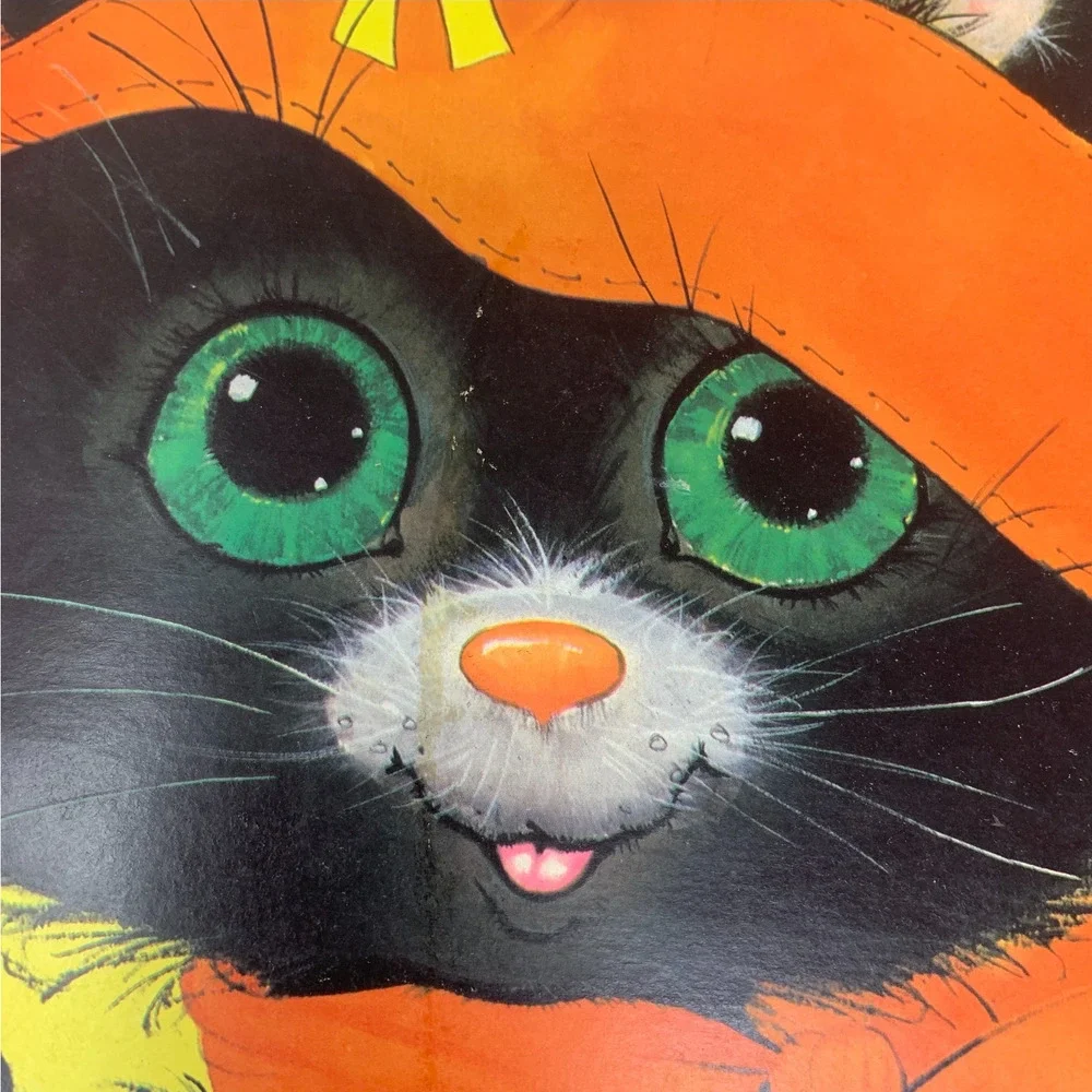 Vintage Eureka Halloween Die Cut Large Black Cat Hanging Decoration 2 Sided 20